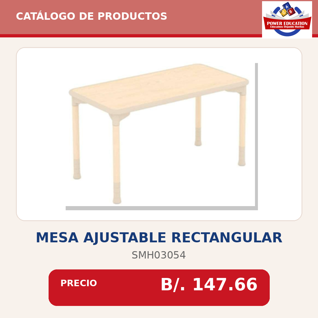 Mesa ajustable rectangular SMH03054